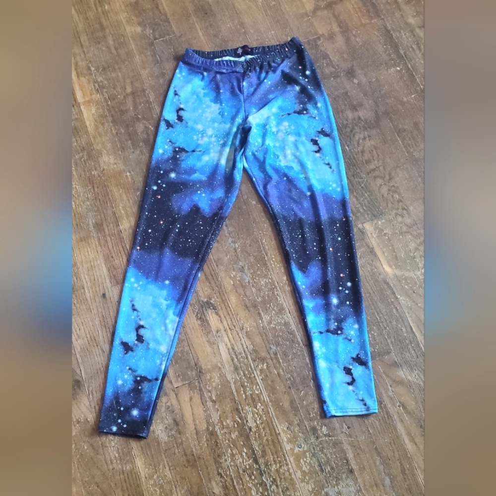 Insanity Modcloth Galaxy Print Leggings women's XL blue/purple